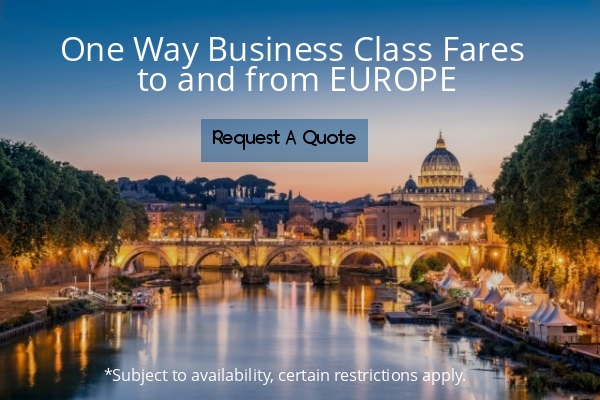 One Way Business Class Fares - to and from EUROPE - REQUEST A QUOTE